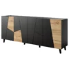 Commode VITRAIL 200 Cm - Buffet Avec 4 Portes - Noir Mat / Chêne Craft -Meilleur Meubles Magasin buffet 23973719