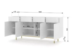 Commode KAIRO 180 Cm Buffet 4D4S Fraisé Blanc Mat -Meilleur Meubles Magasin buffet 24154403