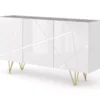 Commode SPACE 160 Cm Buffet 3D Fraisé Blanc Brillant / Béton -Meilleur Meubles Magasin buffet 24154405