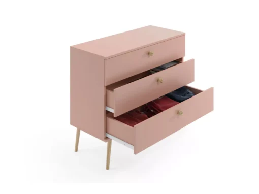 Commode MALIBO 100 Cm 3S Tiroirs Tiroir Rose -Meilleur Meubles Magasin buffet 24154449