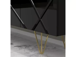 Commode SPACE 160 Cm Buffet 3D Fraisé Noir Brillant -Meilleur Meubles Magasin buffet 24154497