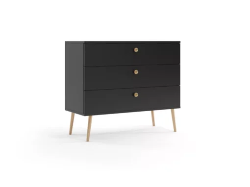 Commode MALIBO 100 Cm 3S Avec Tiroirs Noir Mat -Meilleur Meubles Magasin buffet 24154515