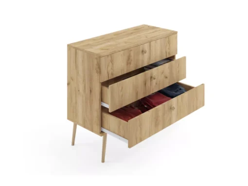 Commode MALIBO 100 Cm 3S Avec Tiroirs Chêne Craft Doré -Meilleur Meubles Magasin buffet 24154529
