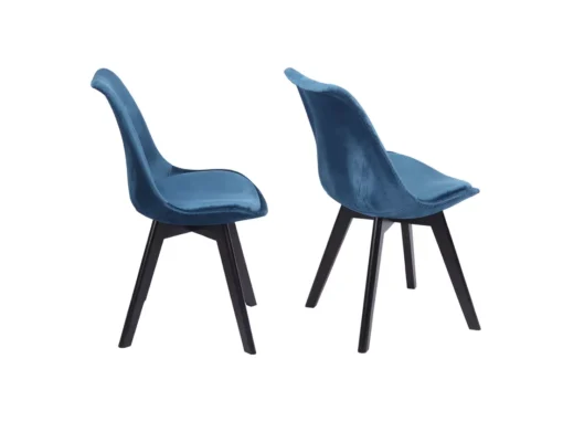 Lot De 4 Chaises En Velours NORA Bleues Avec Coussin - HAPPY GARDEN -Meilleur Meubles Magasin chaise 10029399
