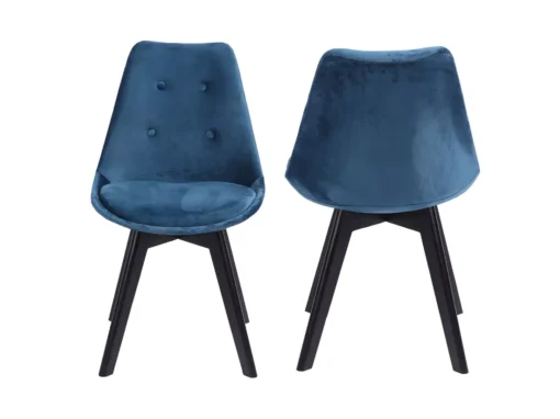 Lot De 4 Chaises En Velours NORA Bleues Avec Coussin - HAPPY GARDEN -Meilleur Meubles Magasin chaise 10029401
