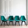 Lot De 4 Chaises En Velours NORA Vertes Avec Coussin - HAPPY GARDEN -Meilleur Meubles Magasin chaise 10030641