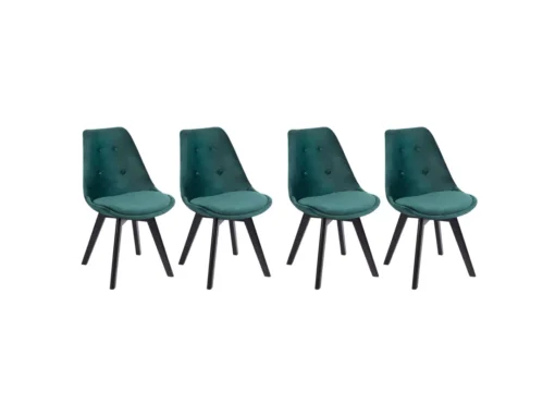 Lot De 4 Chaises En Velours NORA Vertes Avec Coussin - HAPPY GARDEN -Meilleur Meubles Magasin chaise 10030643