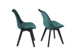 Lot De 4 Chaises En Velours NORA Vertes Avec Coussin - HAPPY GARDEN -Meilleur Meubles Magasin chaise 10030645