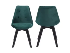 Lot De 4 Chaises En Velours NORA Vertes Avec Coussin - HAPPY GARDEN -Meilleur Meubles Magasin chaise 10030647