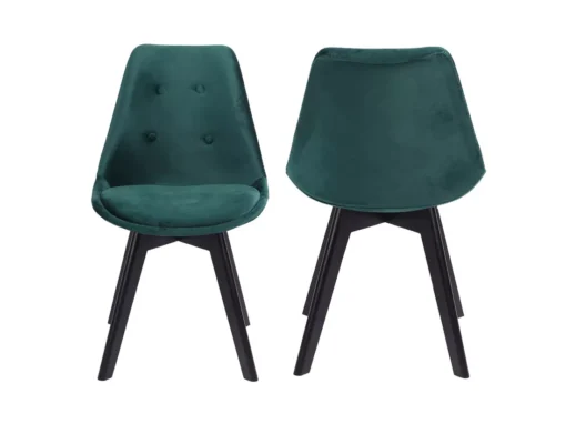 Lot De 4 Chaises En Velours NORA Vertes Avec Coussin - HAPPY GARDEN -Meilleur Meubles Magasin chaise 10030647