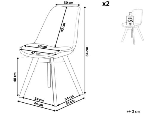 Lot De 2 Chaises En Tissu Bleu Clair DAKOTA II -Meilleur Meubles Magasin chaise 11711389