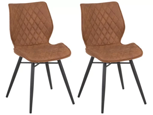 Lot De 2 Chaises En Tissu Marron LISLE -Meilleur Meubles Magasin chaise 11720861