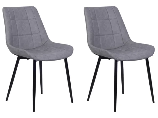 Lot De 2 Chaises En Cuir PU Gris MELROSE -Meilleur Meubles Magasin chaise 11722553