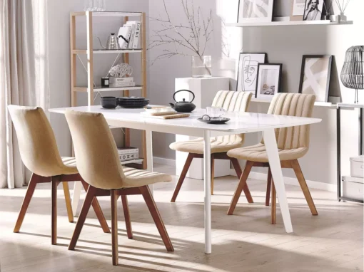 Lot De 2 Chaises De Salle à Manger En Tissu Beige Sable CALGARY -Meilleur Meubles Magasin chaise 12335973