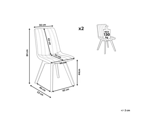 Lot De 2 Chaises De Salle à Manger En Tissu Beige Sable CALGARY -Meilleur Meubles Magasin chaise 12335979