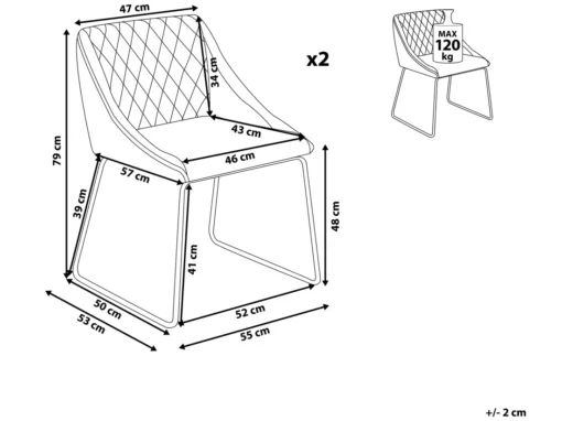 Lot De 2 Chaises De Salle à Manger En Tissu Gris Foncé ARCATA -Meilleur Meubles Magasin chaise 12338319