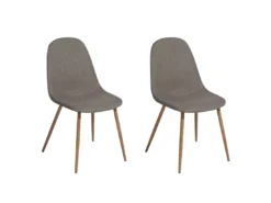 Deux Chaises De Salle à Manger En Tissu Gris-marron BRUCE -Meilleur Meubles Magasin chaise 12597303