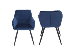 Chaise Vintage GISELE Velours Bleu - HAPPY GARDEN -Meilleur Meubles Magasin chaise 13089917