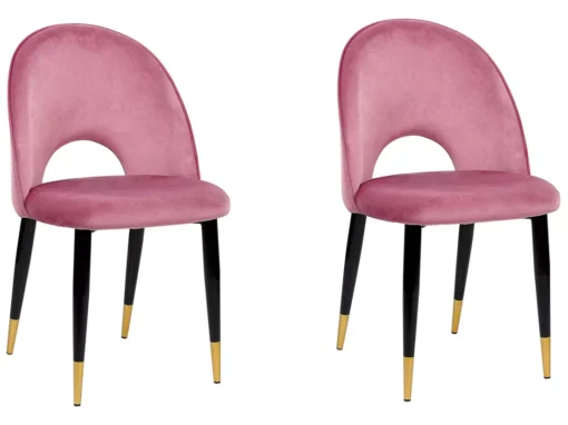 Lot De 2 Chaises En Velours Rose MAGALIA -Meilleur Meubles Magasin chaise 13532933