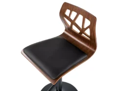 Chaise De Bar En Bois Foncé Et Cuir PU Noir PETERSBURG II -Meilleur Meubles Magasin chaise 16219765
