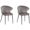 Lot De 2 Chaises En Velours Gris AUGUSTA -Meilleur Meubles Magasin chaise 16282617