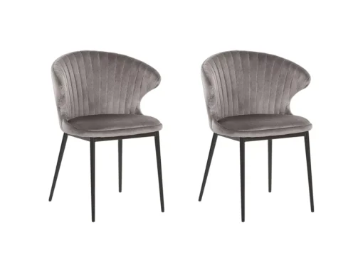 Lot De 2 Chaises En Velours Gris AUGUSTA -Meilleur Meubles Magasin chaise 16282617