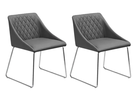 Lot De 2 Chaises De Salle à Manger En Cuir PU Gris ARCATA -Meilleur Meubles Magasin chaise 16688153