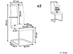 Lot De 2 Chaises De Salle à Manger En Cuir PU Gris GREEDIN -Meilleur Meubles Magasin chaise 16688291