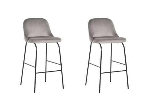 Lot De 2 Chaises De Bar En Velours Gris NEKOMA -Meilleur Meubles Magasin chaise 16688439