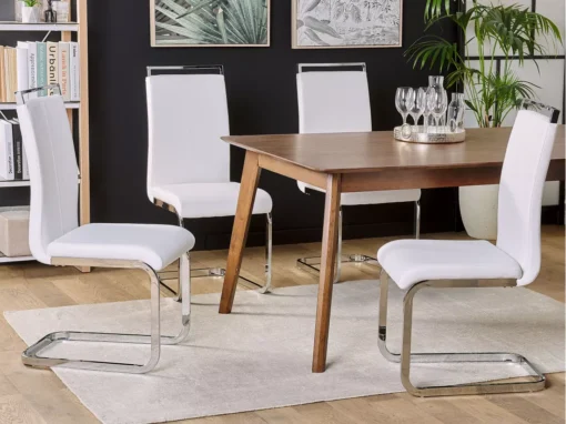 Lot De 2 Chaises De Salle à Manger En Cuir PU Blanc Cassé GREEDIN -Meilleur Meubles Magasin chaise 16689463