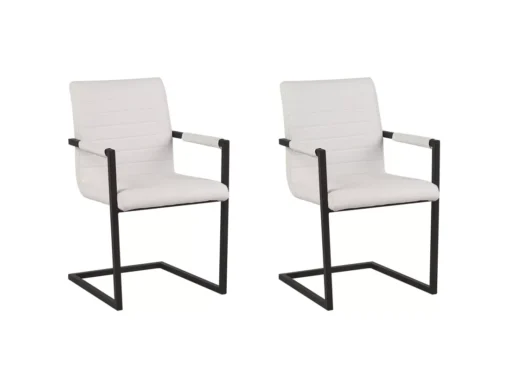 Lot De 2 Chaises De Salle à Manger En Cuir PU Blanc Cassé BUFORD -Meilleur Meubles Magasin chaise 16702723
