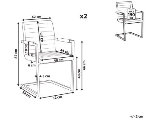 Lot De 2 Chaises De Salle à Manger En Cuir PU Blanc Cassé BUFORD -Meilleur Meubles Magasin chaise 16702731