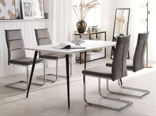 Lot De 2 Chaises De Cuisine En Velours Gris ROCKFORD -Meilleur Meubles Magasin chaise 16702759
