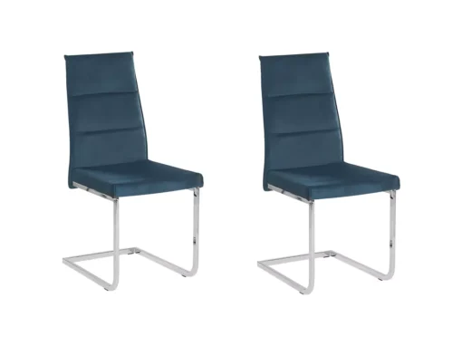 Lot De 2 Chaises De Cuisine En Velours Blue ROCKFORD -Meilleur Meubles Magasin chaise 16702775