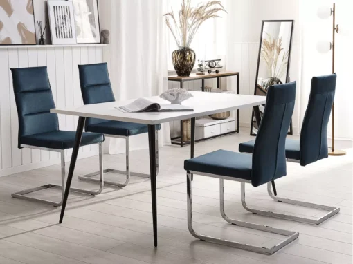 Lot De 2 Chaises De Cuisine En Velours Blue ROCKFORD -Meilleur Meubles Magasin chaise 16702777