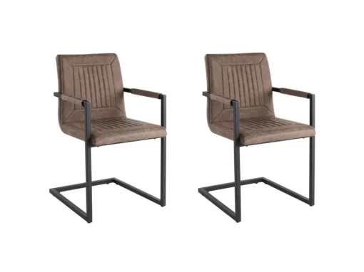 Lot De 2 Chaises De Salle à Manger En Cuir PU Marron BRANDOL -Meilleur Meubles Magasin chaise 16702857
