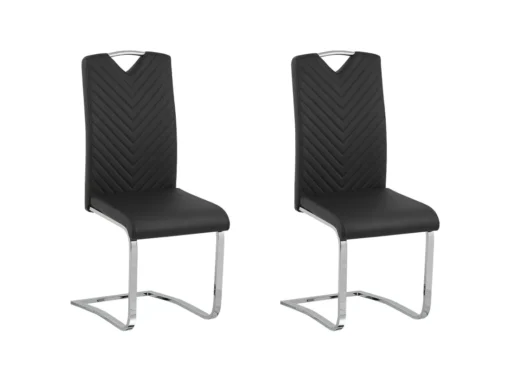 Lot De 2 Chaises De Salle à Manger En Cuir PU Noir PICKNES -Meilleur Meubles Magasin chaise 16702995