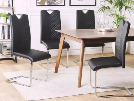 Lot De 2 Chaises De Salle à Manger En Cuir PU Noir PICKNES -Meilleur Meubles Magasin chaise 16702997