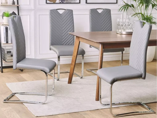 Lot De 2 Chaises De Salle à Manger En Cuir PU Gris PICKNES -Meilleur Meubles Magasin chaise 16703121