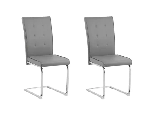 Lot De 2 Chaises De Salle à Manger En Cuir PU Gris ROVARD -Meilleur Meubles Magasin chaise 16703137