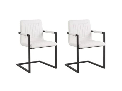 Lot De 2 Chaises De Salle à Manger En Cuir PU Blanc Cassé BRANDOL -Meilleur Meubles Magasin chaise 16703153