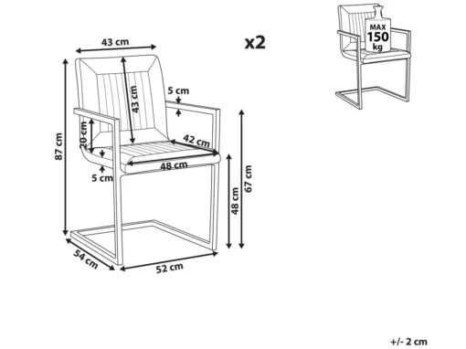 Lot De 2 Chaises De Salle à Manger En Cuir PU Blanc Cassé BRANDOL -Meilleur Meubles Magasin chaise 16703161