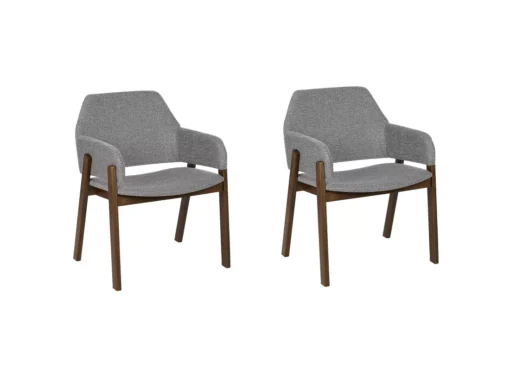 Lot De 2 Chaises De Salle à Manger Bois Sombre Et Gris ALBION -Meilleur Meubles Magasin chaise 16709683