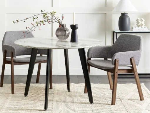 Lot De 2 Chaises De Salle à Manger Bois Sombre Et Gris ALBION -Meilleur Meubles Magasin chaise 16709685