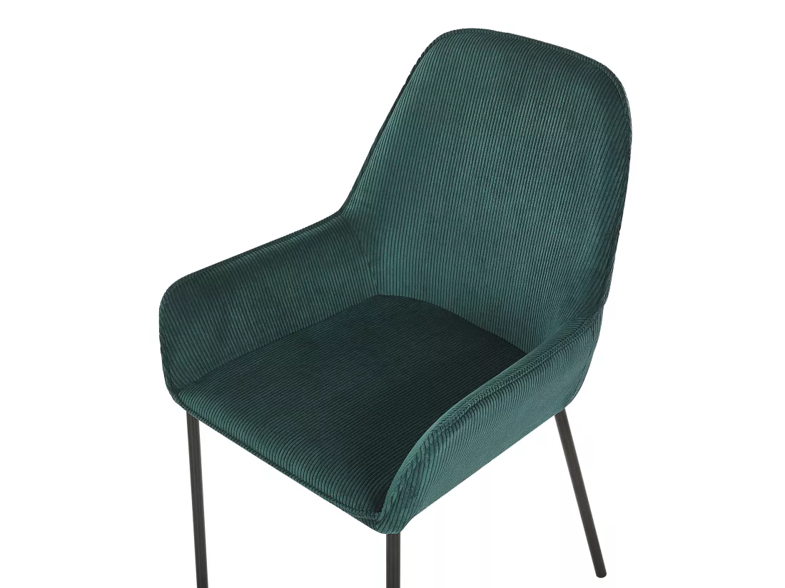 Lot De 2 Chaises De Salle à Manger En Velours Côtelé Vert Foncé LOVERNA 9 Lot De 2 Chaises De Salle à Manger En Velours Côtelé Vert Foncé LOVERNA – Image 7