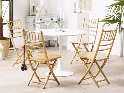 Lot De 4 Chaises Pliantes En Bois Doré MACHIAS -Meilleur Meubles Magasin chaise 16729953