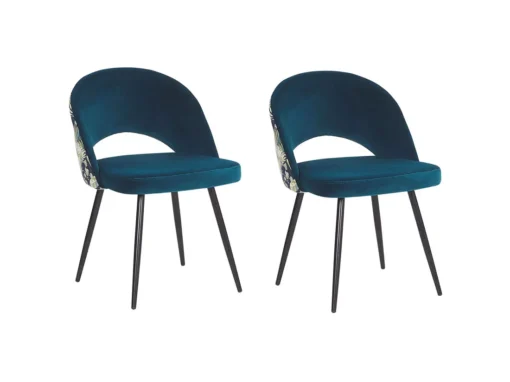 Lot De 2 Chaises De Salle à Manger En Velours Bleu VIVIAN -Meilleur Meubles Magasin chaise 17171965