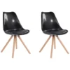 Lot De 2 Chaises Noires Brillantes Avec Pieds En Bois DAKOTA -Meilleur Meubles Magasin chaise 17172297