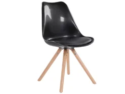 Lot De 2 Chaises Noires Brillantes Avec Pieds En Bois DAKOTA -Meilleur Meubles Magasin chaise 17172301