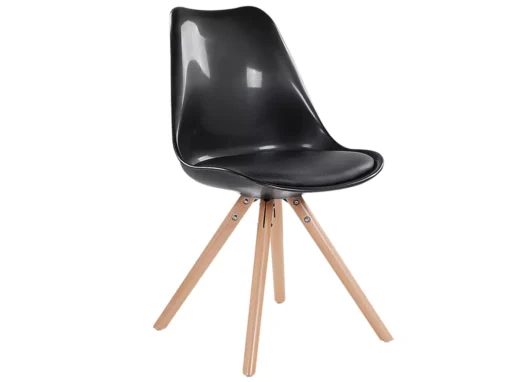 Lot De 2 Chaises Noires Brillantes Avec Pieds En Bois DAKOTA -Meilleur Meubles Magasin chaise 17172301